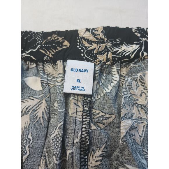 Old Navy Floral Button Down Skirt Midi Women Size XL Pull on Black Tan Brown - Picture 3 of 5